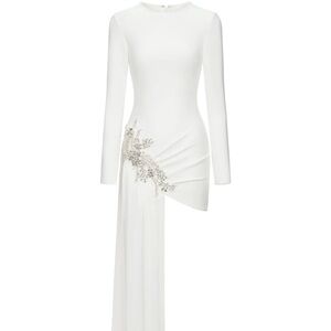 White Asymmetrical Embellished Bridal Gown